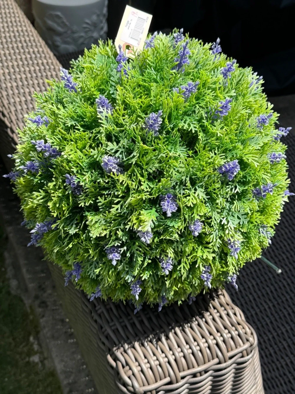 Frontgate Artificial Lavender Topiary Ball - Green and Purple Faux Floral Accent